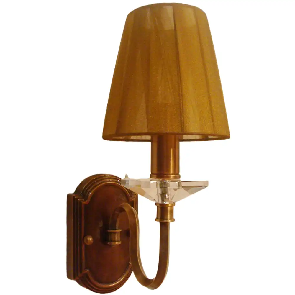 Bronze & Crystal Luxe 1-Light Wall Sconce with Sparkle Gold Shade Bronze & Crystal Luxe 1-Light Wall Sconce with Sparkle Gold Shade