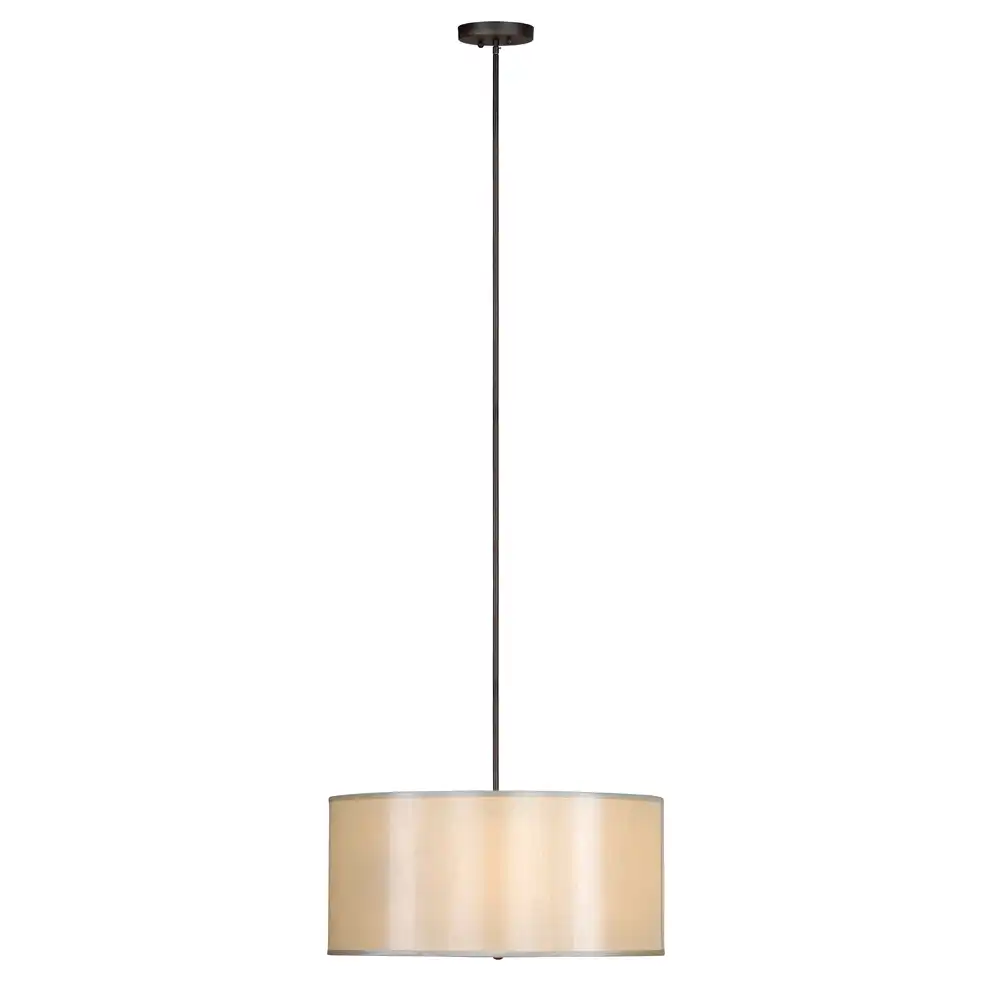 3-Light Matte Black Pendant Light with Fabric Drum Shades & Stalinite Diffuser 4 3-Light Matte Black Pendant Light with Fabric Drum Shades & Stalinite Diffuser 4