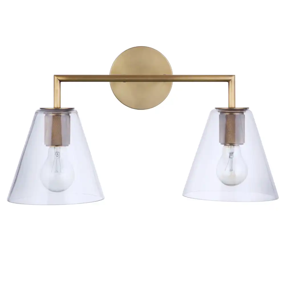 Artisan Brass & Clear Glass 2-Light Vanity Sconce Artisan Brass & Clear Glass 2-Light Vanity Sconce