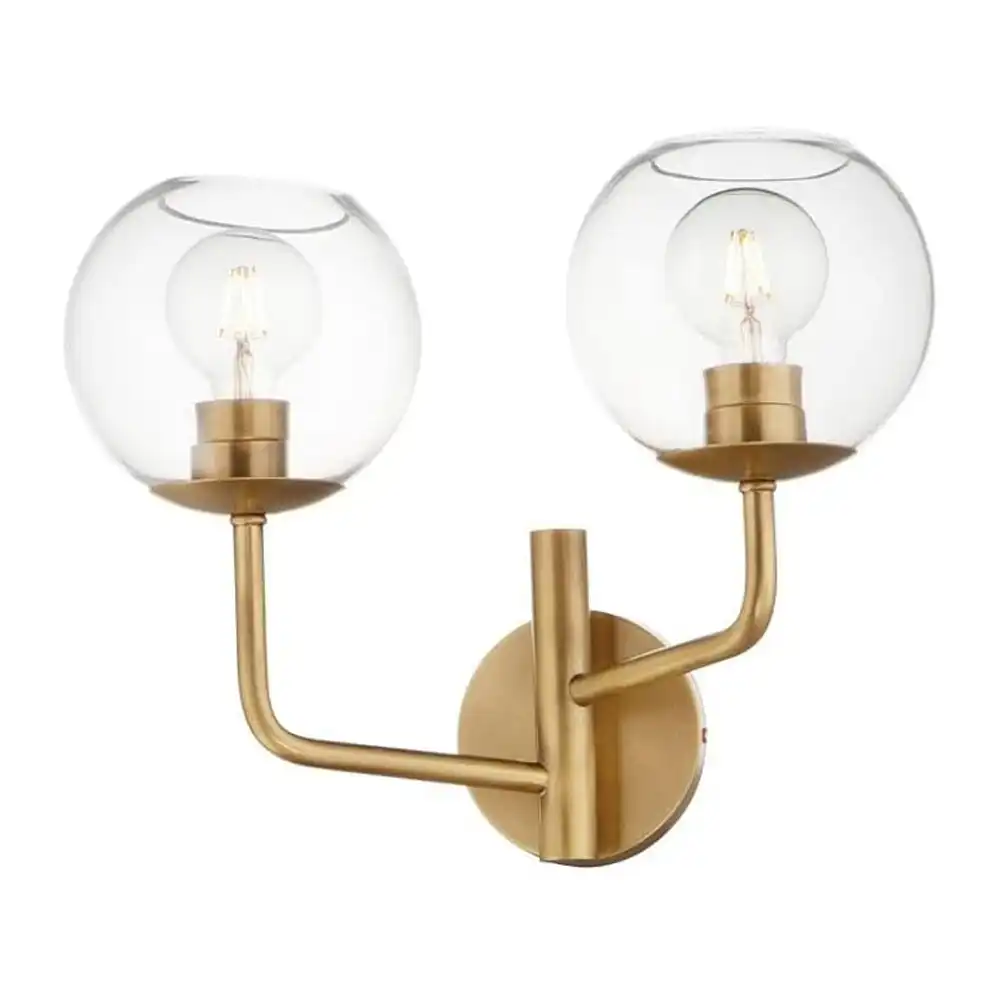 Celestial Arch Brass & Clear Glass 2-Light Wall Sconce Celestial Arch Brass & Clear Glass 2-Light Wall Sconce