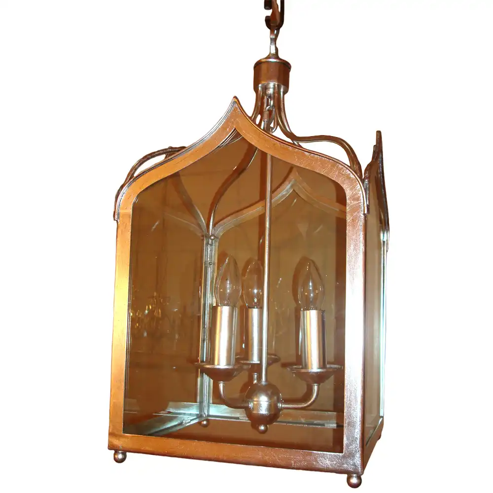 ChampagneVista 3-Light Pendant – Customizable Champagne Gold Lantern ChampagneVista 3-Light Pendant – Customizable Champagne Gold Lantern