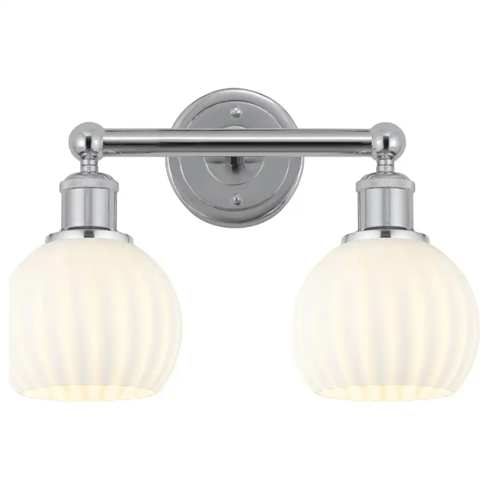 Glamour Flute Polished Chrome & Ribbed Opal Glass Vanity Light Glamour Flute Polished Chrome & Ribbed Opal Glass Vanity Light