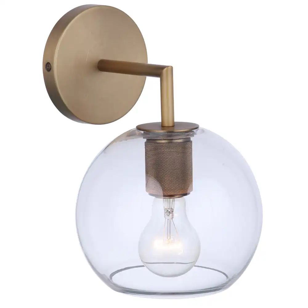 Golden Sphere Brass & Clear Glass Wall Sconce Golden Sphere Brass & Clear Glass Wall Sconce