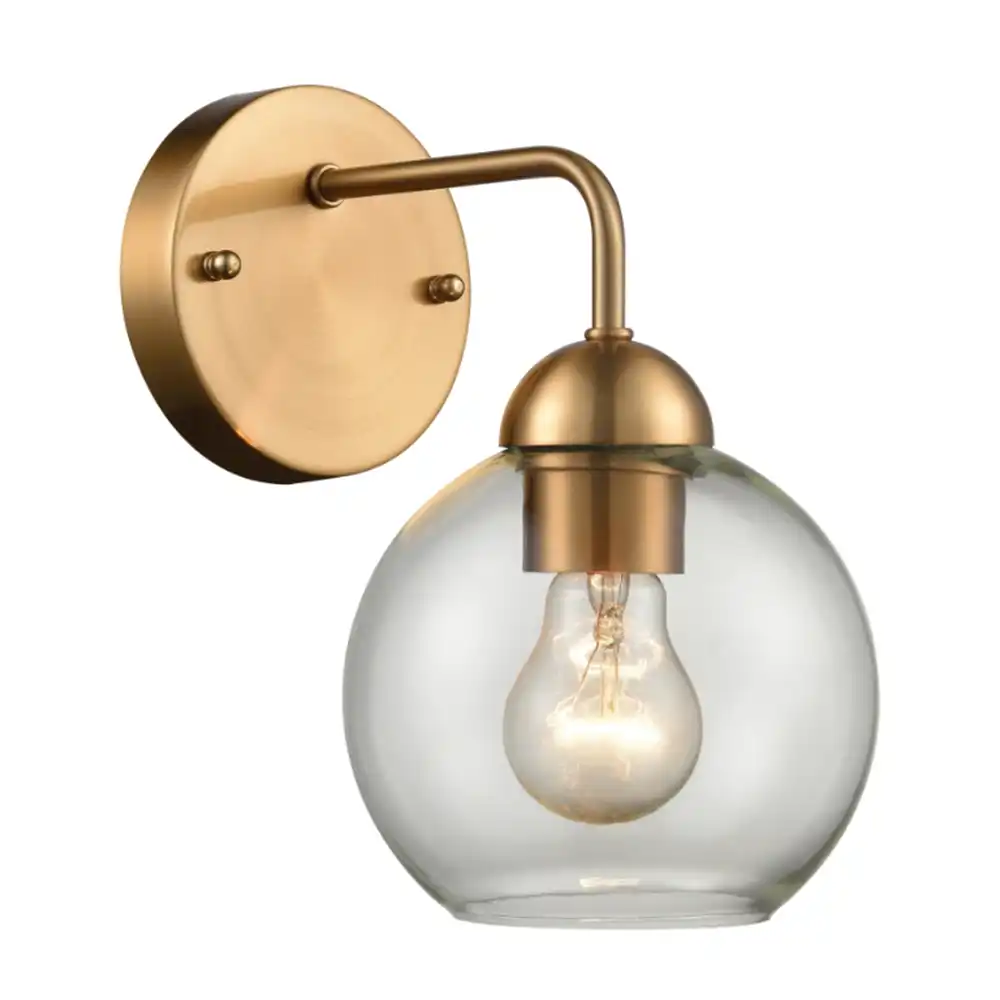 Heritage Orb Brass & Clear Glass Wall Sconce Heritage Orb Brass & Clear Glass Wall Sconce