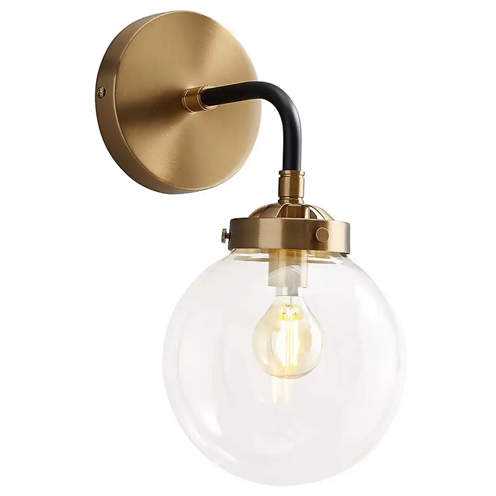 Industrial Chic Orb Two-Tone Brass & Black Wall Sconce with Clear Glass 1 Industrial Chic Orb Two-Tone Brass & Black Wall Sconce with Clear Glass 1