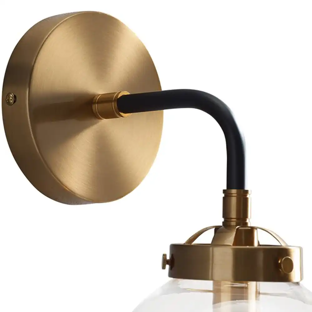 Industrial Chic Orb Two-Tone Brass & Black Wall Sconce with Clear Glass 2 Industrial Chic Orb Two-Tone Brass & Black Wall Sconce with Clear Glass 2