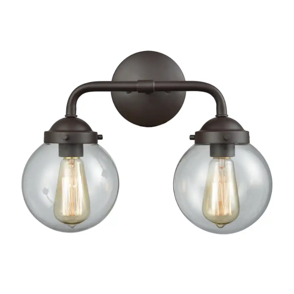 Industrial Duo Bronze & Clear Glass Vanity Light Industrial Duo Bronze & Clear Glass Vanity Light