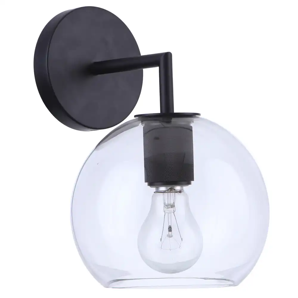 Midnight Orb Matte Black & Clear Glass Wall Sconce Midnight Orb Matte Black & Clear Glass Wall Sconce