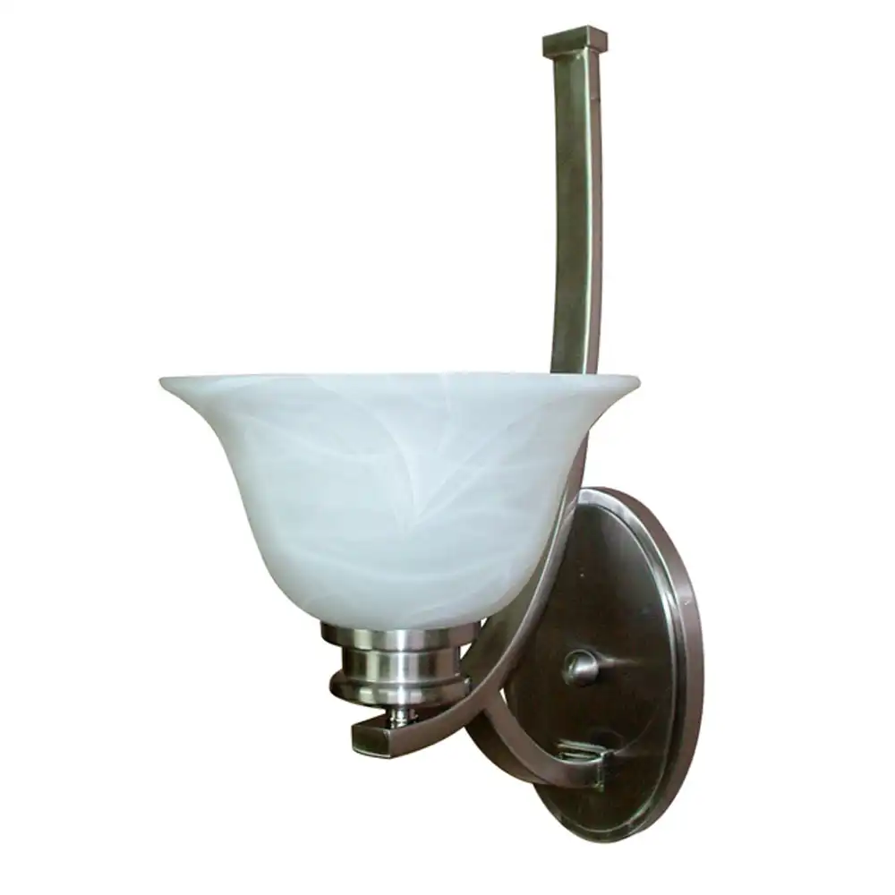 Modern Brushed Nickel & Swirl Alabaster Glass 1-Light Sconce Modern Brushed Nickel & Swirl Alabaster Glass 1-Light Sconce