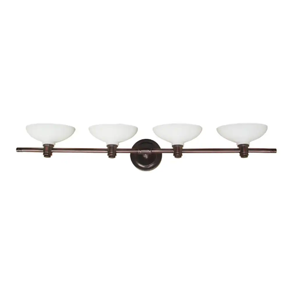 Modern Minimalist Bronze & Opal Bowl Glass 4-Light Vanity Light Modern Minimalist Bronze & Opal Bowl Glass 4-Light Vanity Light