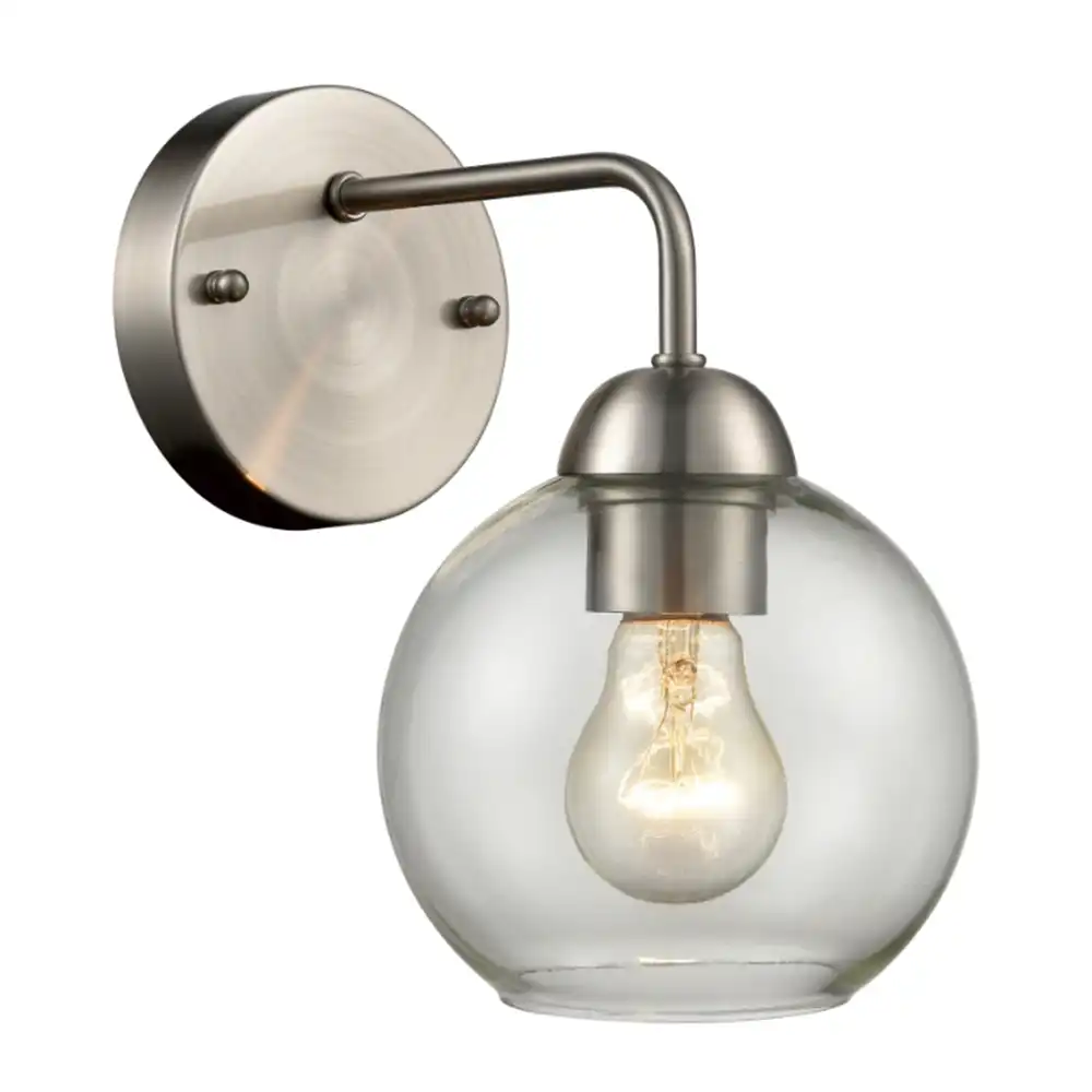 Orbital Glow Brushed Nickel & Clear Glass Sconce Orbital Glow Brushed Nickel & Clear Glass Sconce