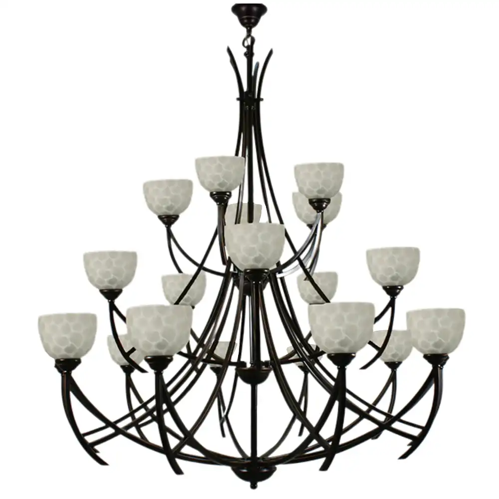 Orion 3-Tier 20-Light Chandelier in Oil Rubbed Bronze with Frosted Glass Shades 1 Orion 3-Tier 20-Light Chandelier in Oil Rubbed Bronze with Frosted Glass Shades 1