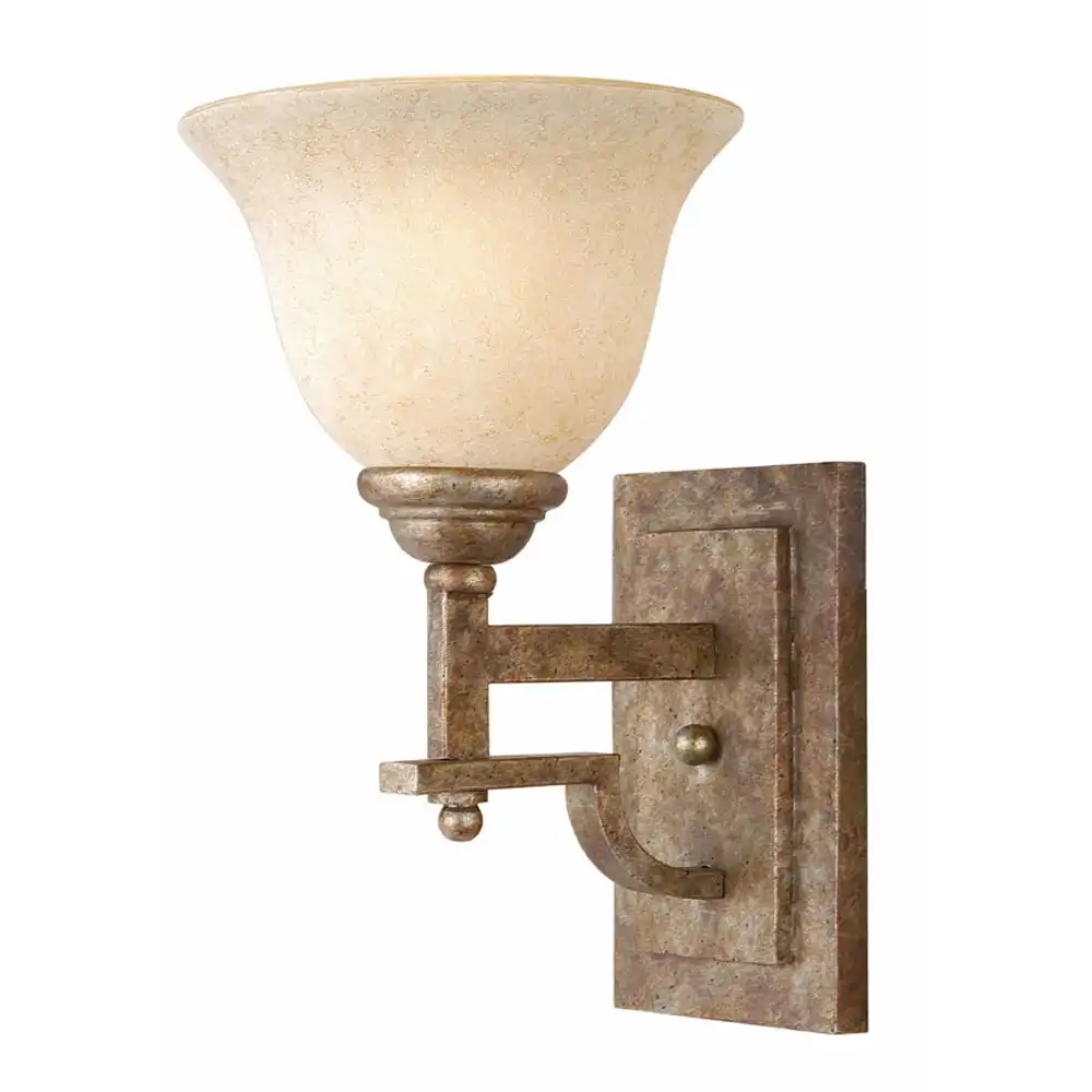 Rustic Hammered Bronze & Golden Frosted Glass 1-Light Sconce Rustic Hammered Bronze & Golden Frosted Glass 1-Light Sconce