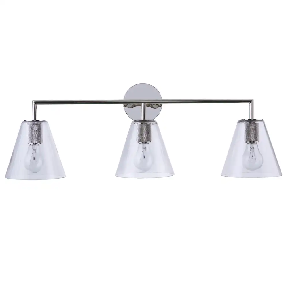 The Geometric Glow Modern Chrome 3-Light Vanity Sconce The Geometric Glow Modern Chrome 3-Light Vanity Sconce