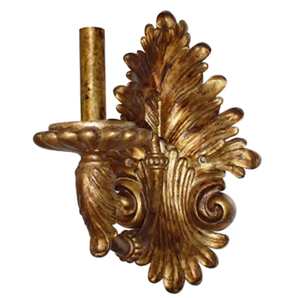The Gilded Acanthus Baroque 1-Light Wall Sconce The Gilded Acanthus Baroque 1-Light Wall Sconce