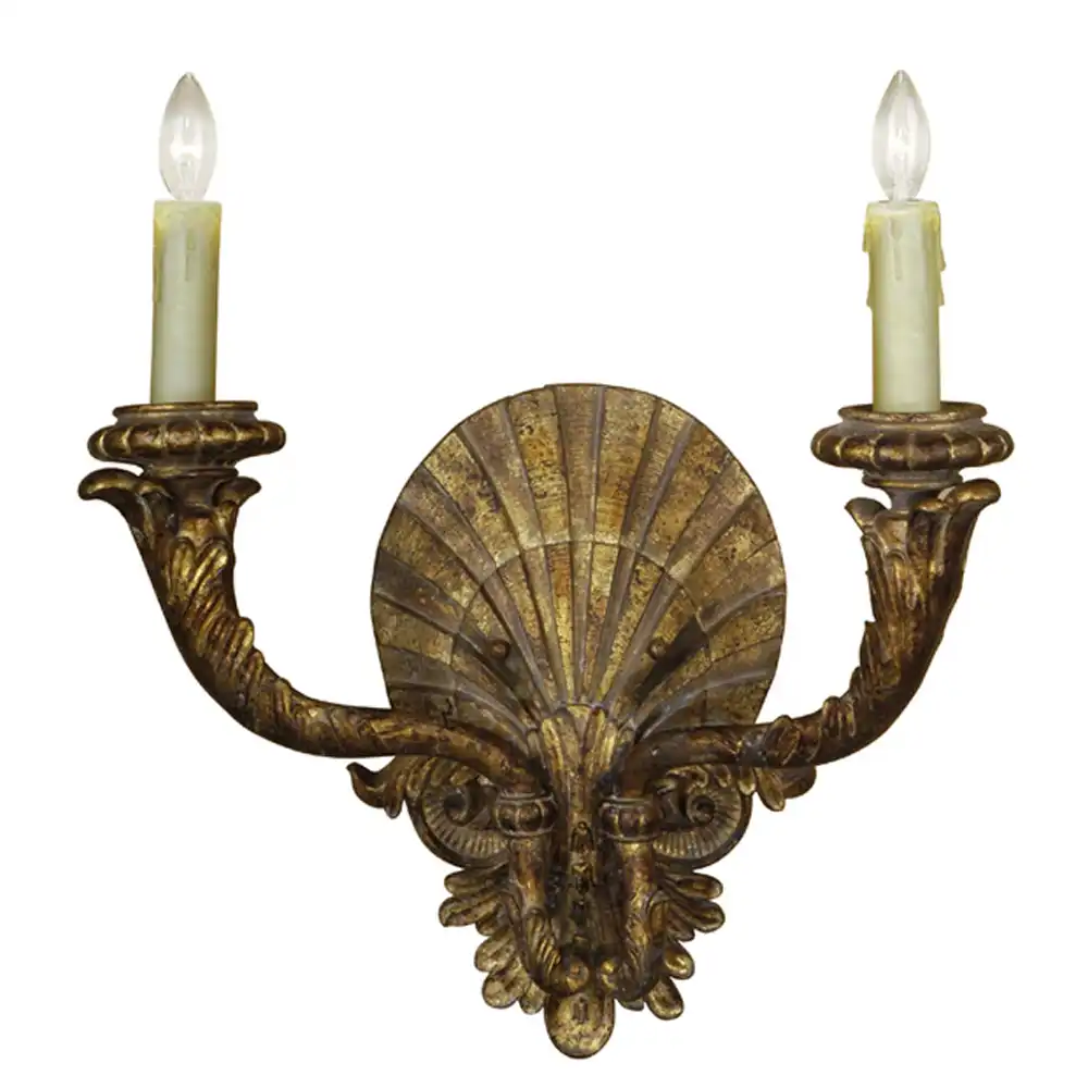 The Neptune's Shell Gilded 2-Light Wall Sconce The Neptune's Shell Gilded 2-Light Wall Sconce