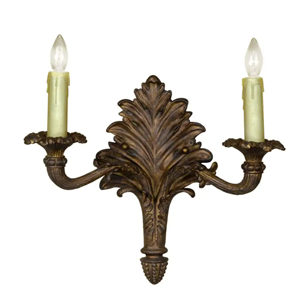 The Old World Acanthus Ornate 2-Light Wall Sconce The Old World Acanthus Ornate 2-Light Wall Sconce