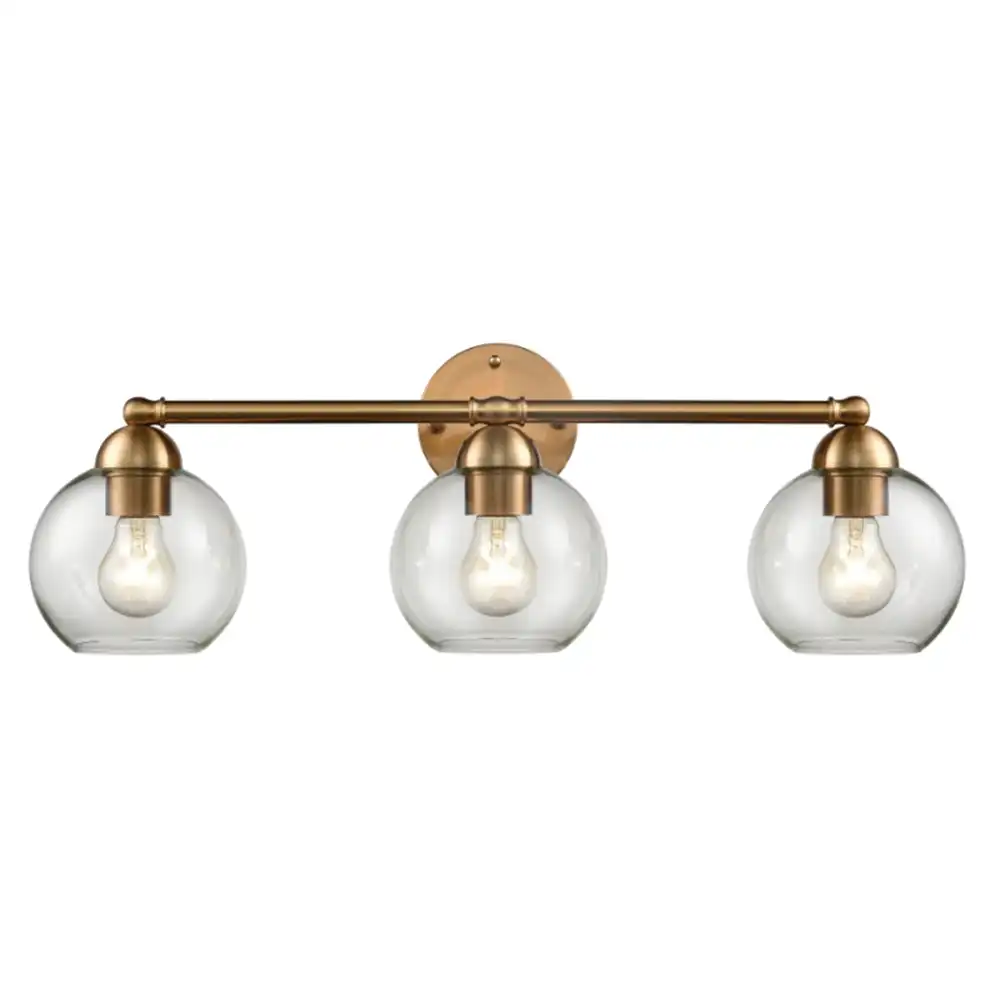 The Regency Triple Brass Globe Vanity Light The Regency Triple Brass Globe Vanity Light