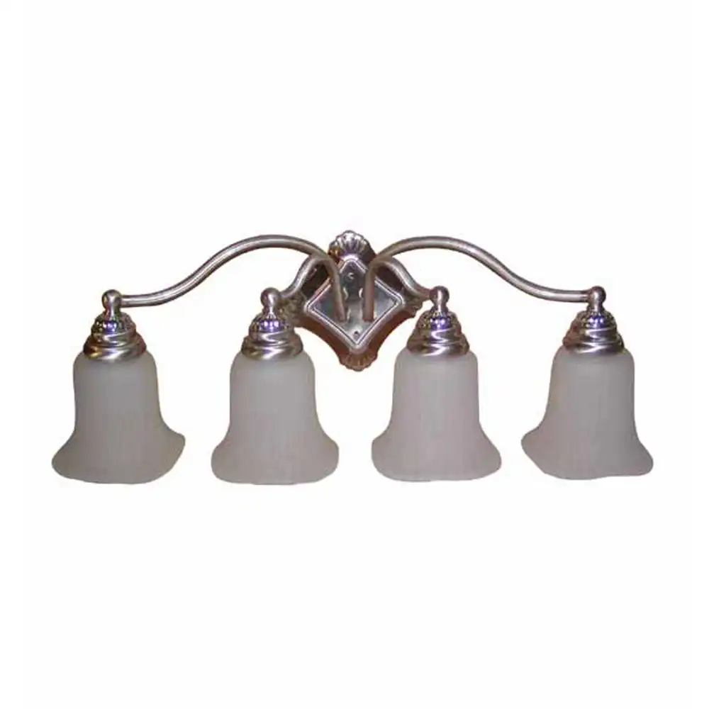 Traditional Brushed Nickel & Frosted Bell Glass 4-Light Vanity Light Traditional Brushed Nickel & Frosted Bell Glass 4-Light Vanity Light