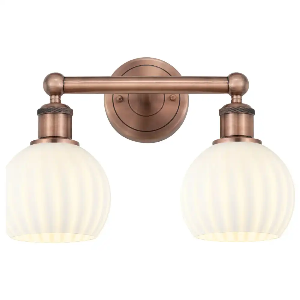 Vintage Copper Flute Aged Copper & Ribbed Opal Glass Vanity Light Vintage Copper Flute Aged Copper & Ribbed Opal Glass Vanity Light