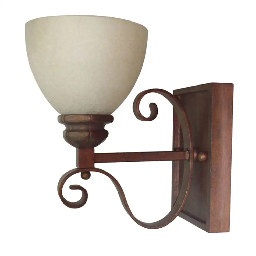 Artisan Forge Distressed Bronze & Alabaster Glass 1-Light Wall Sconce Artisan Forge Distressed Bronze & Alabaster Glass 1-Light Wall Sconce