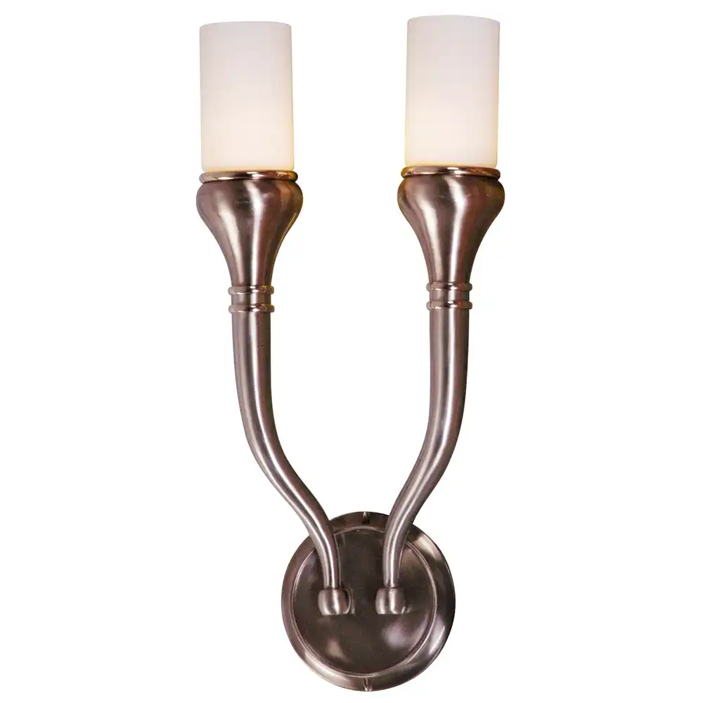 Contemporary Grace Brushed Nickel 2-Light Wall Sconce with Frosted Cylinder Glass 1 Contemporary Grace Brushed Nickel 2-Light Wall Sconce with Frosted Cylinder Glass 1