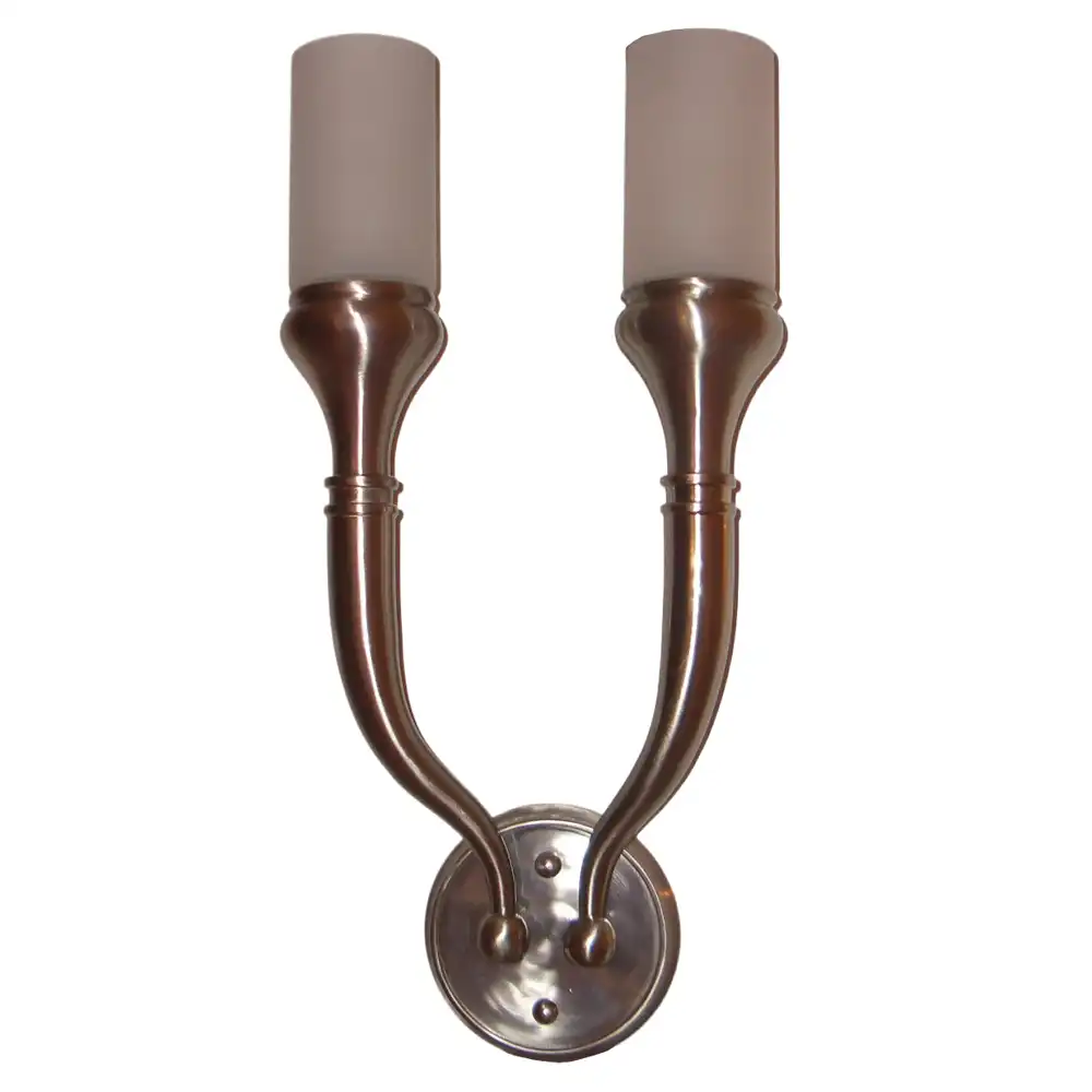 Contemporary Grace Brushed Nickel 2-Light Wall Sconce with Frosted Cylinder Glass 2 Contemporary Grace Brushed Nickel 2-Light Wall Sconce with Frosted Cylinder Glass 2