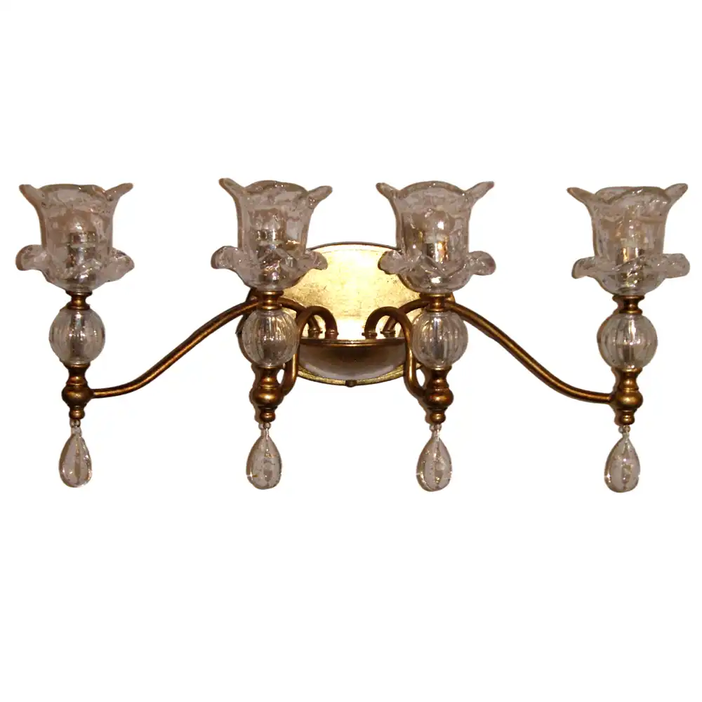 Gilded Floral Crystal Cascade 4-Light Vanity & Wall Sconce Gilded Floral Crystal Cascade 4-Light Vanity & Wall Sconce