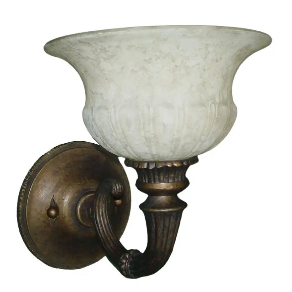 Neo-Classic Urn Aged Bronze & Frosted Marbleized 1-Light Wall Sconce 1 Neo-Classic Urn Aged Bronze & Frosted Marbleized 1-Light Wall Sconce 1