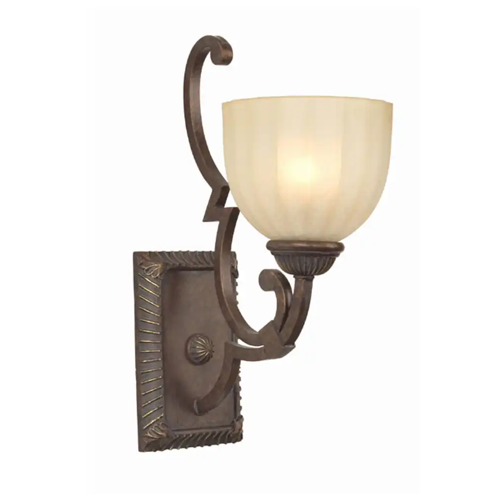 Rustic Romanesque Oil-Rubbed Bronze & Ribbed Alabaster 1-Light Wall Sconce Rustic Romanesque Oil-Rubbed Bronze & Ribbed Alabaster 1-Light Wall Sconce