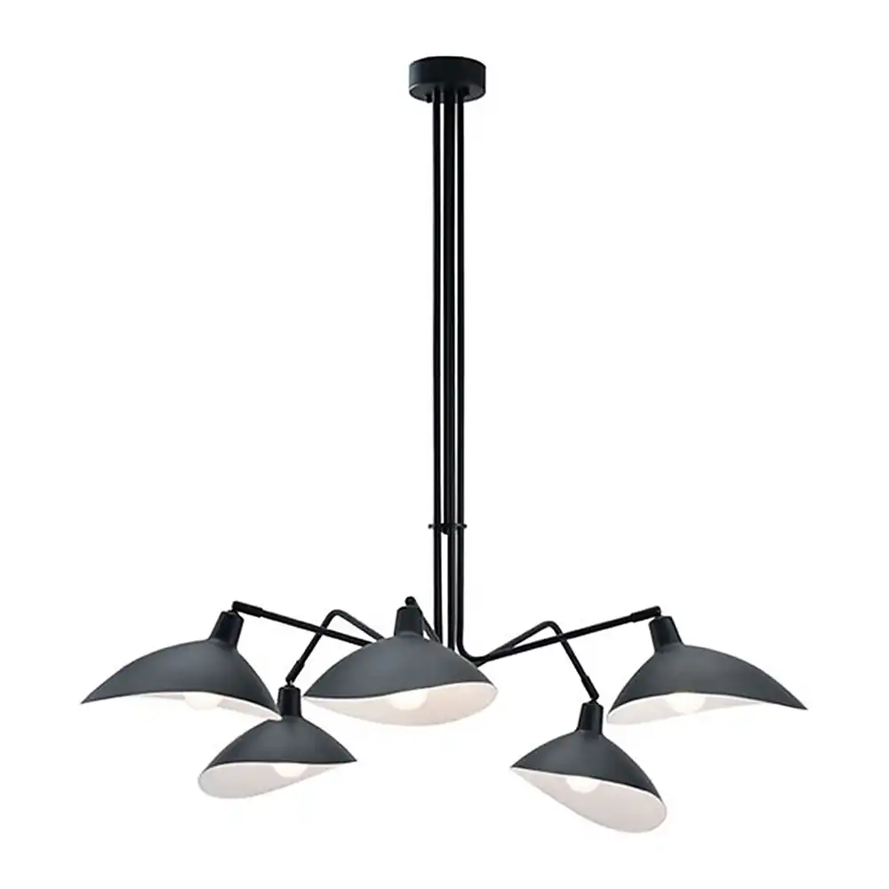 Arachnis 5-Light Pendant – Matte Black with White Inner Scoop Shades 1 Arachnis 5-Light Pendant – Matte Black with White Inner Scoop Shades 1