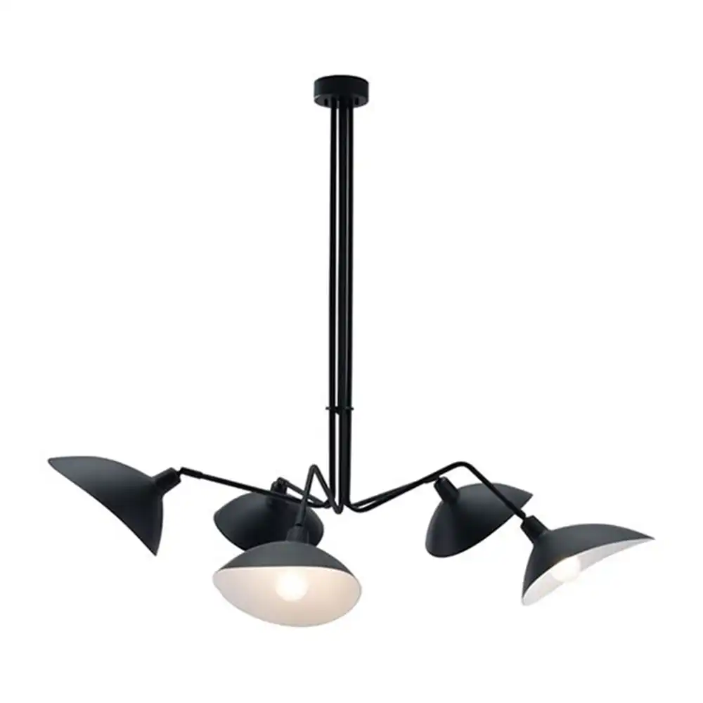 Arachnis 5-Light Pendant – Matte Black with White Inner Scoop Shades 2 Arachnis 5-Light Pendant – Matte Black with White Inner Scoop Shades 2