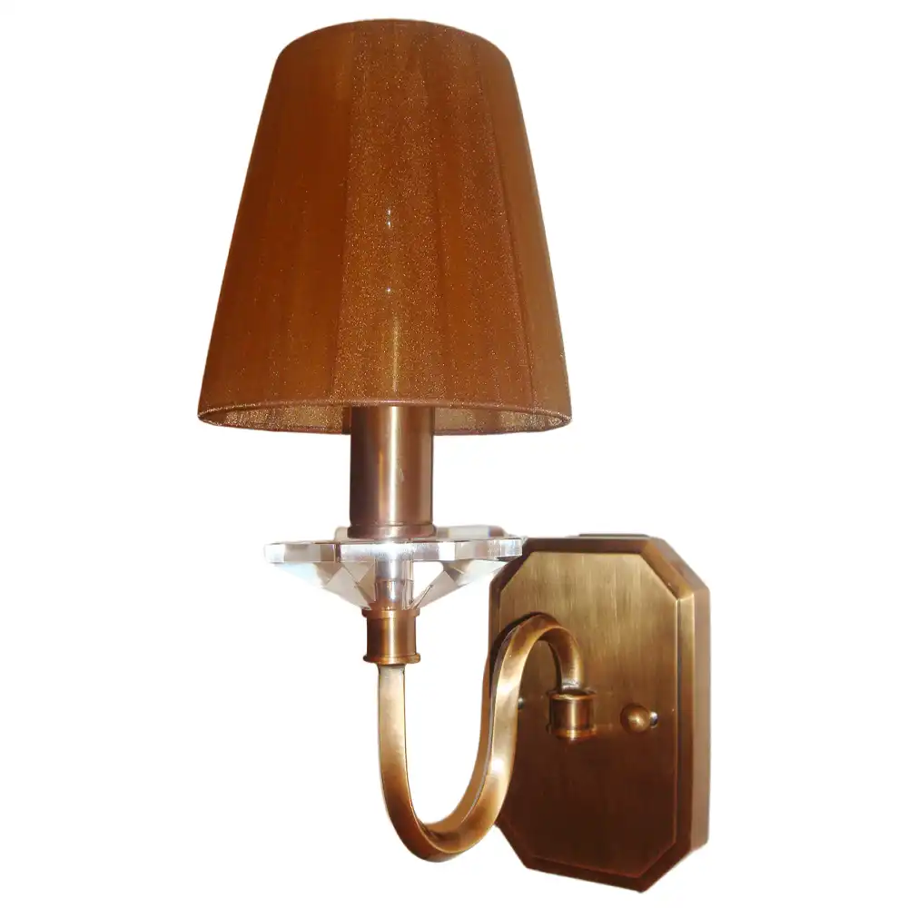Heritage Luxe Brass 1-Light Wall Sconce with Sparkle Copper Shade & Crystal Heritage Luxe Brass 1-Light Wall Sconce with Sparkle Copper Shade & Crystal