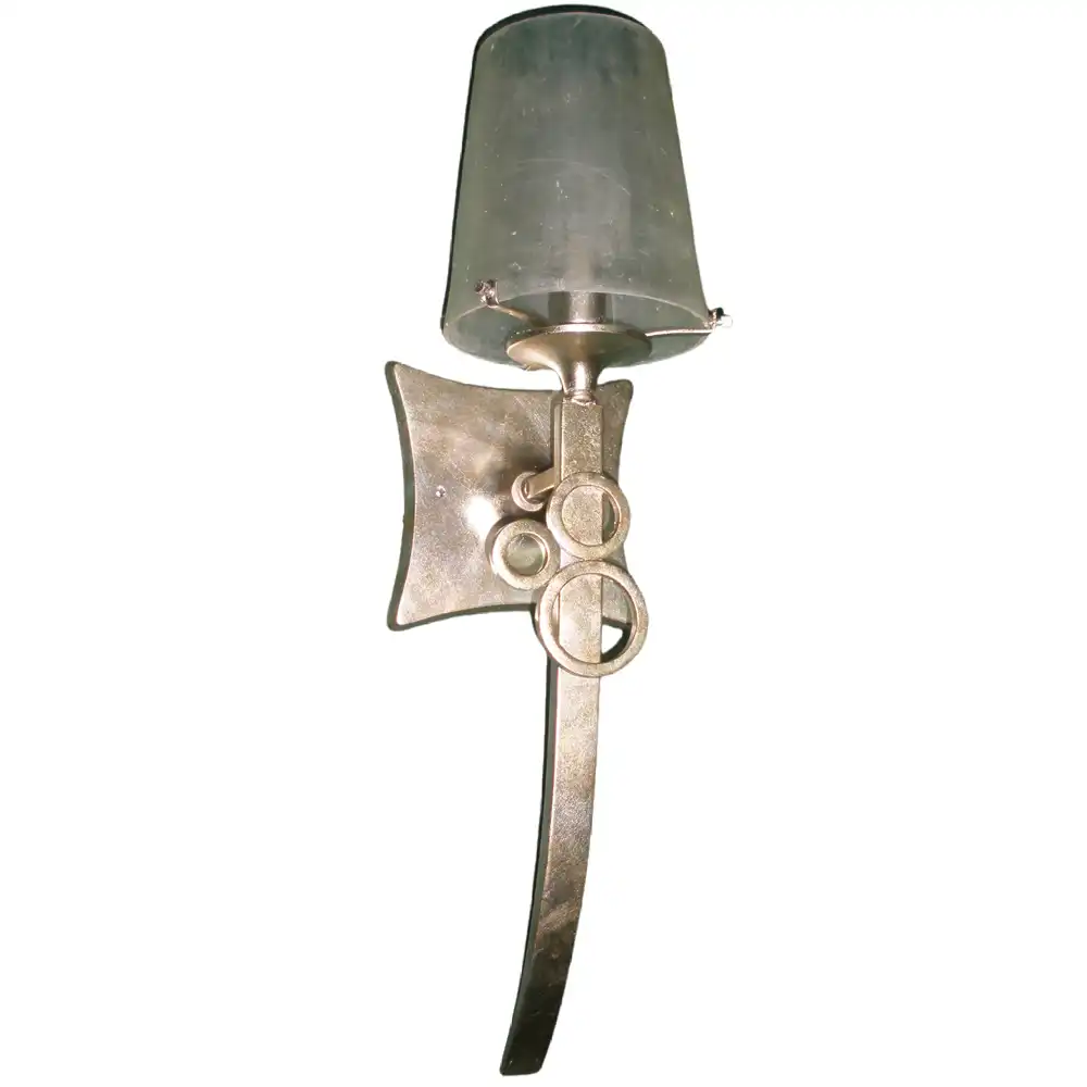 Industrial Chic Bronze Ring Detail 1-Light Wall Sconce with Tapered Glass Shade Industrial Chic Bronze Ring Detail 1-Light Wall Sconce with Tapered Glass Shade