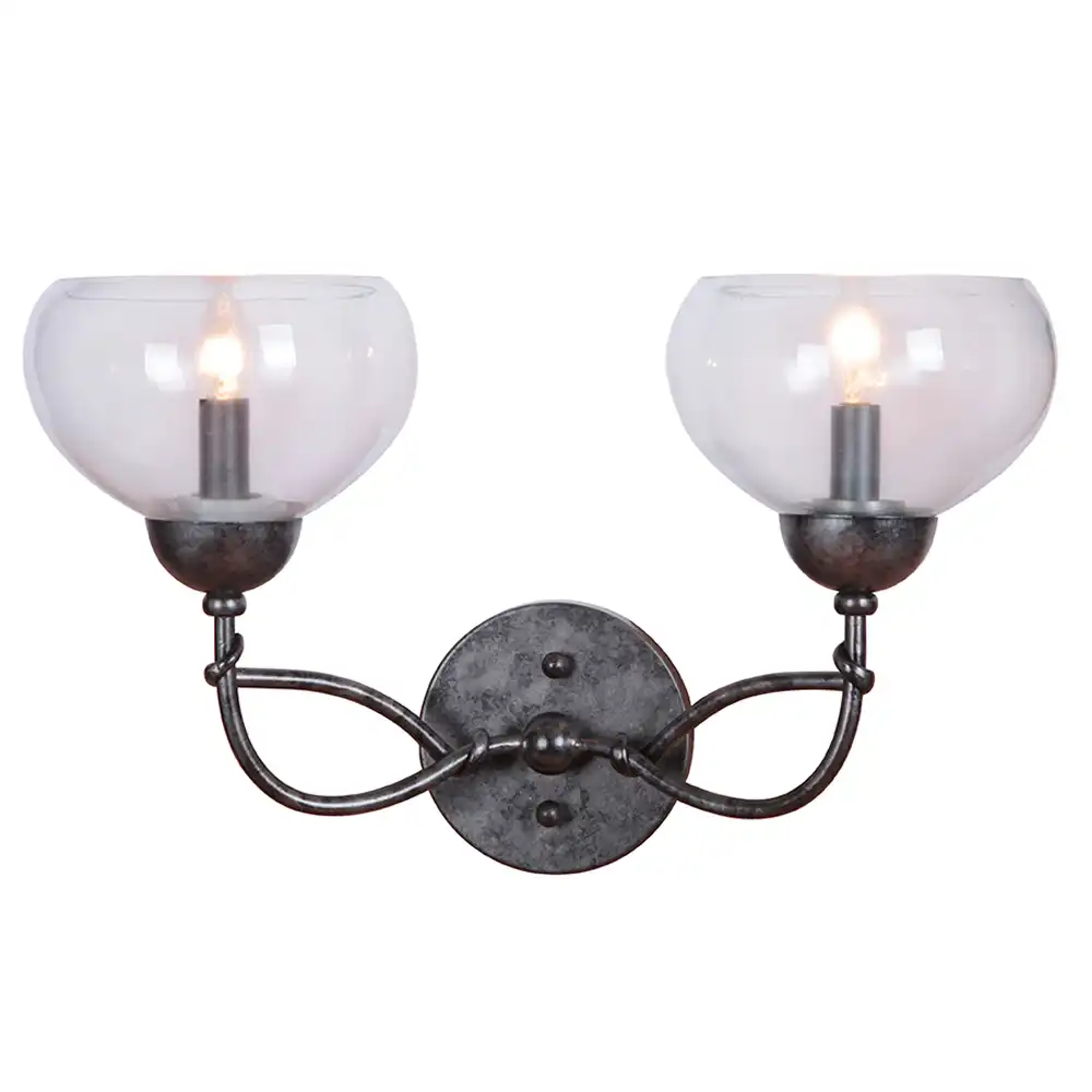 Modern Arch Brushed Nickel 2-Light Vanity Sconce with Candelabra Bulbs Modern Arch Brushed Nickel 2-Light Vanity Sconce with Candelabra Bulbs