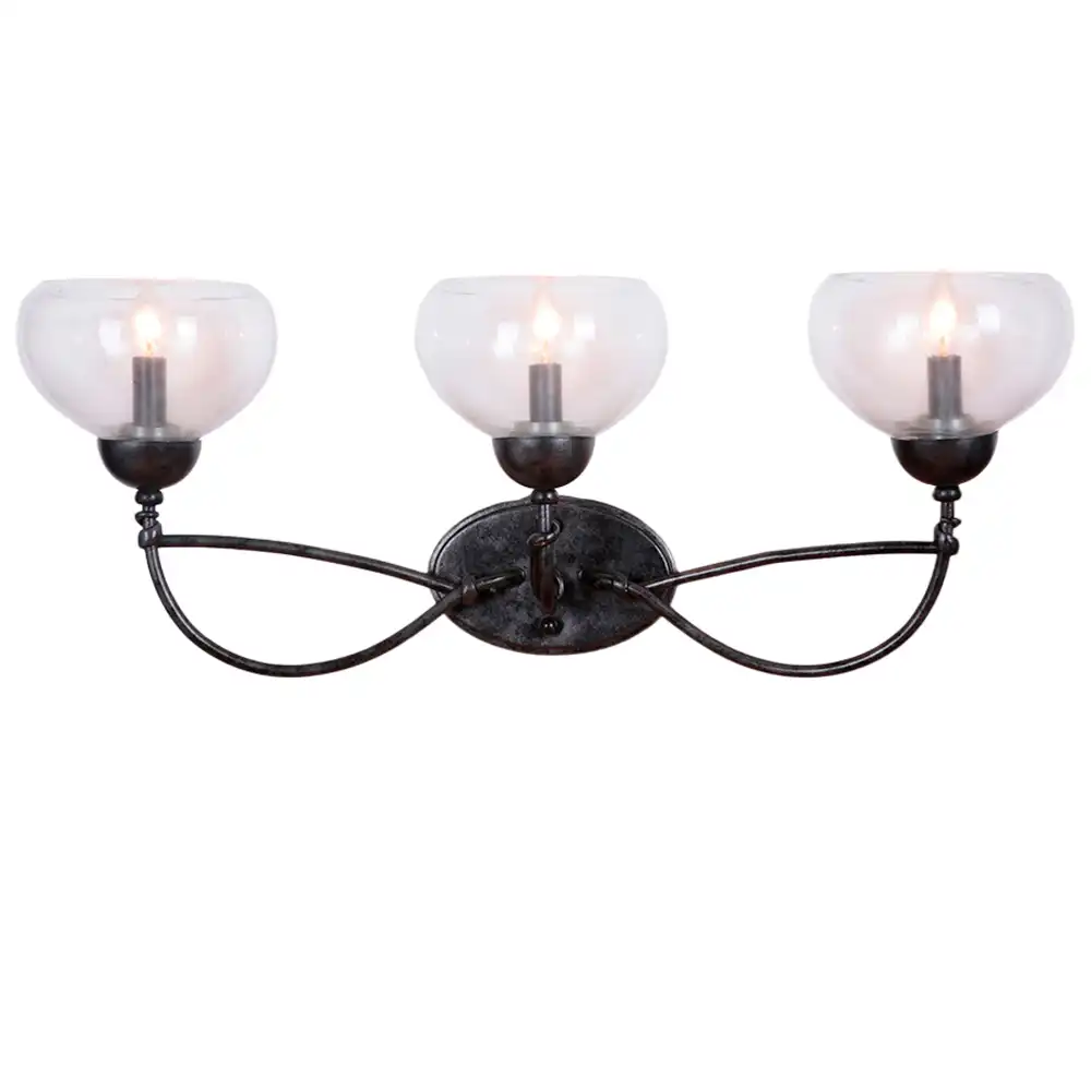 Modern Arch Polished Nickel 3-Light Vanity Sconce with Candelabra Bulbs Modern Arch Polished Nickel 3-Light Vanity Sconce with Candelabra Bulbs