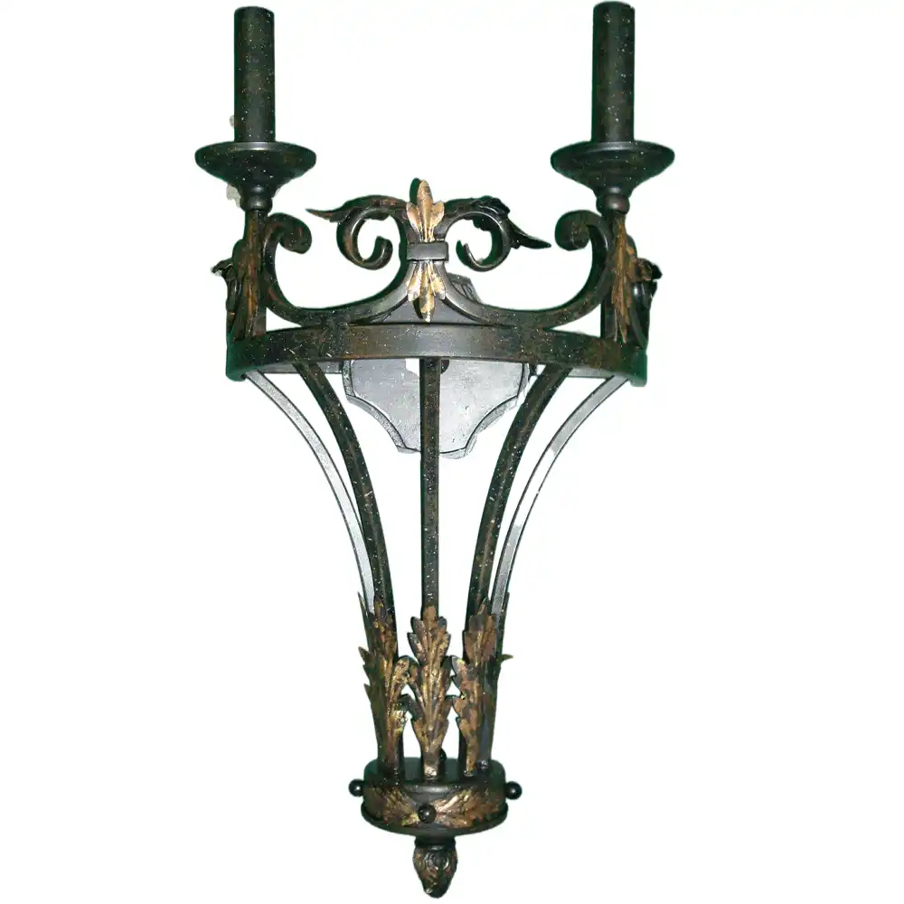 Regal Fleur-de-Lis Gilded Iron 2-Light Wall Sconce Regal Fleur-de-Lis Gilded Iron 2-Light Wall Sconce