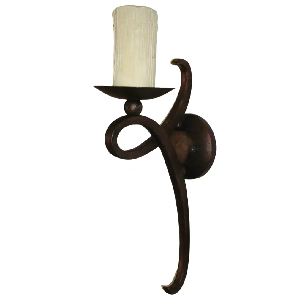 Rustic Forge Bronze 1-Light Wall Sconce with Faux Drip Candle Rustic Forge Bronze 1-Light Wall Sconce with Faux Drip Candle