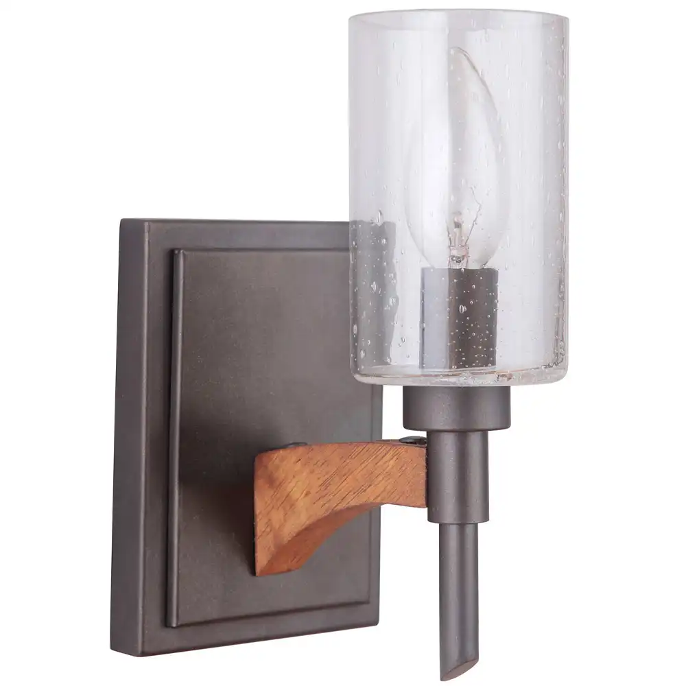 The Canyon Glow Industrial Wood & Seeded Glass Sconce 1 The Canyon Glow Industrial Wood & Seeded Glass Sconce 1