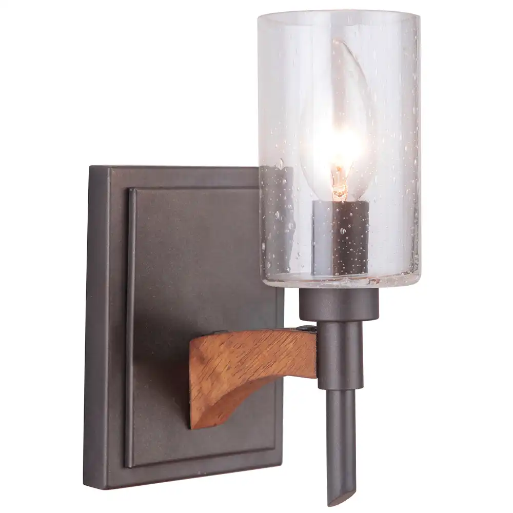 The Canyon Glow Industrial Wood & Seeded Glass Sconce 2 The Canyon Glow Industrial Wood & Seeded Glass Sconce 2