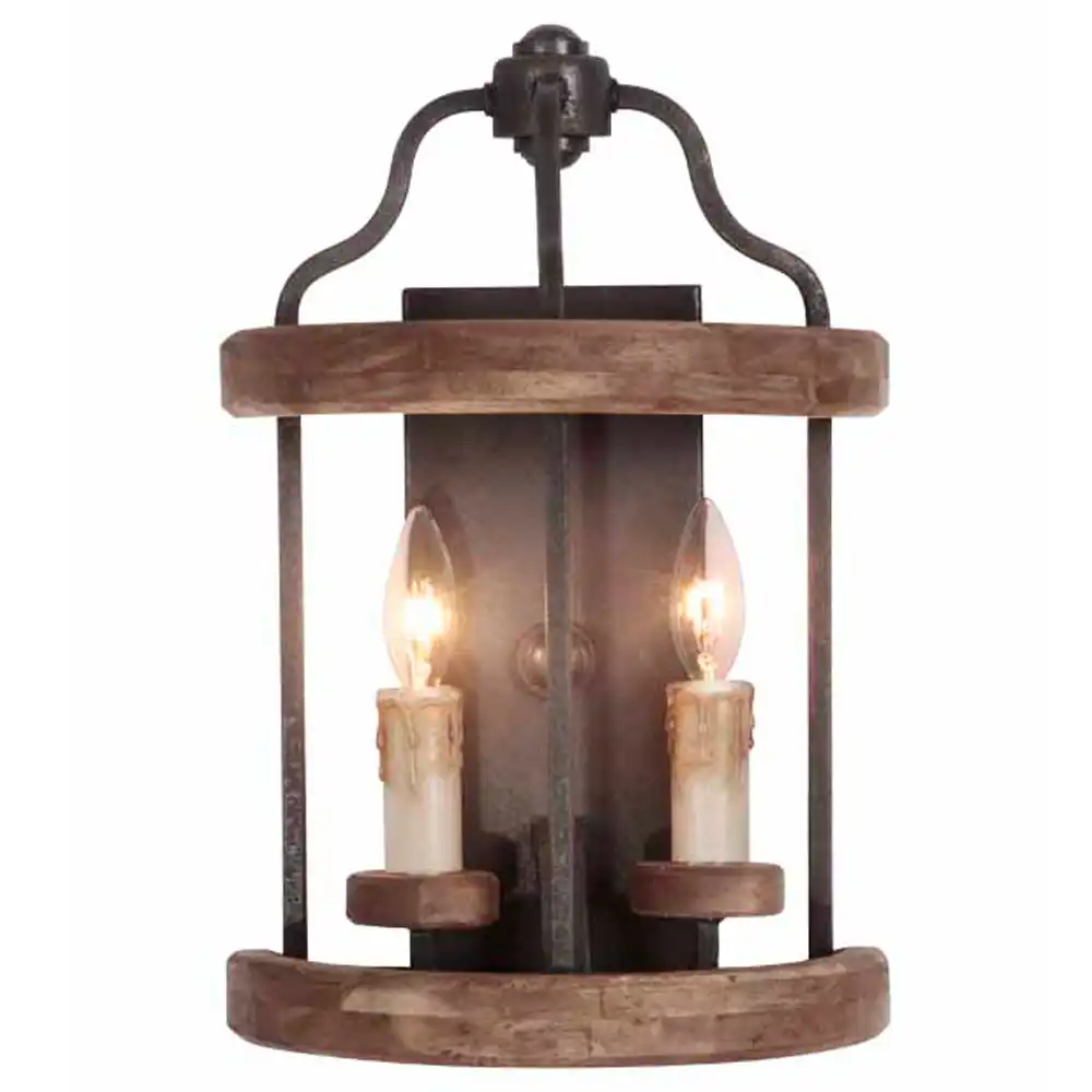The Rustic Forge Reclaimed Wood & Metal 2-Light Wall Lantern The Rustic Forge Reclaimed Wood & Metal 2-Light Wall Lantern