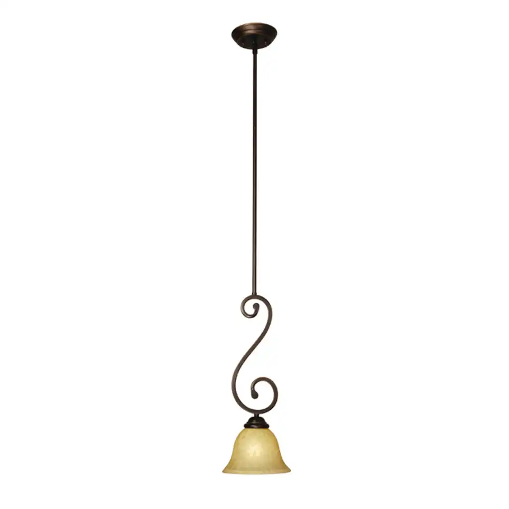 1-Light Pendant with Artisan Bronze Finish and Amber Glass Shade 1 1-Light Pendant with Artisan Bronze Finish and Amber Glass Shade 1