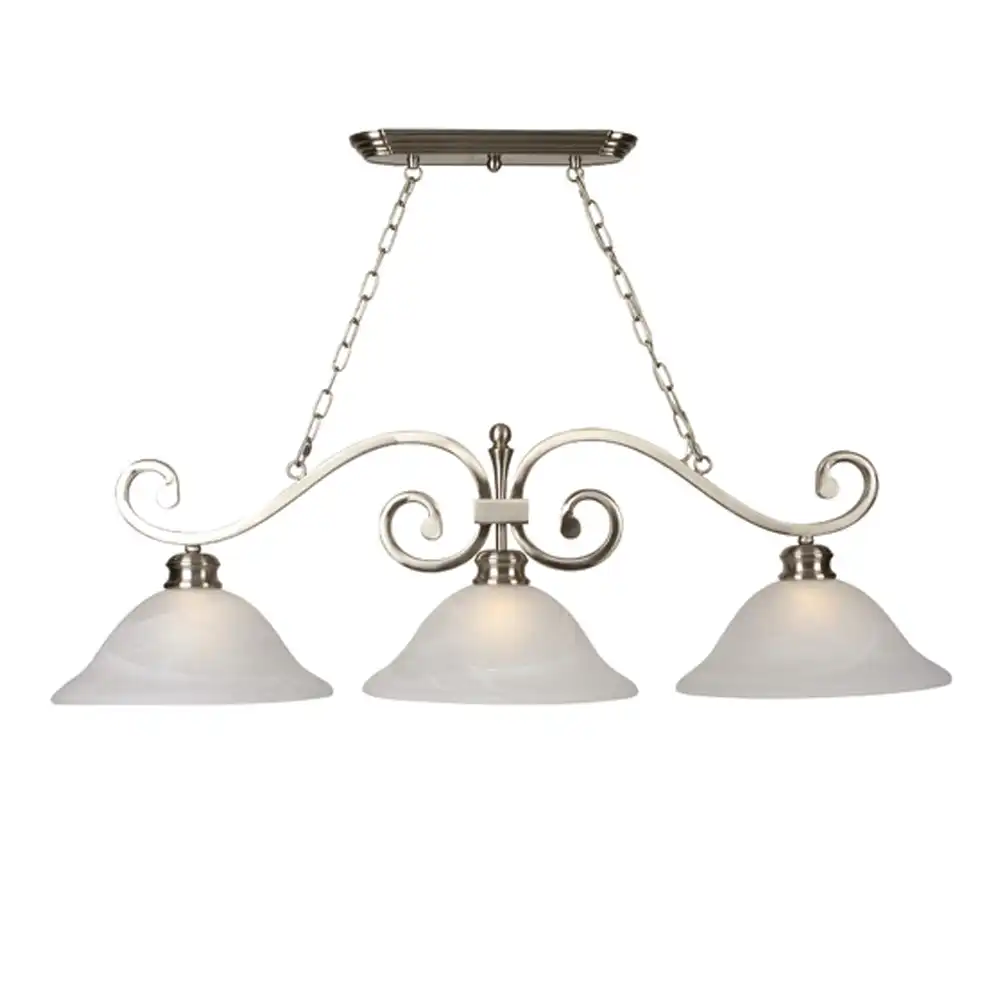 3-Light Satin Nickel Pendant with Frosted Glass Shades 1 3-Light Satin Nickel Pendant with Frosted Glass Shades 1