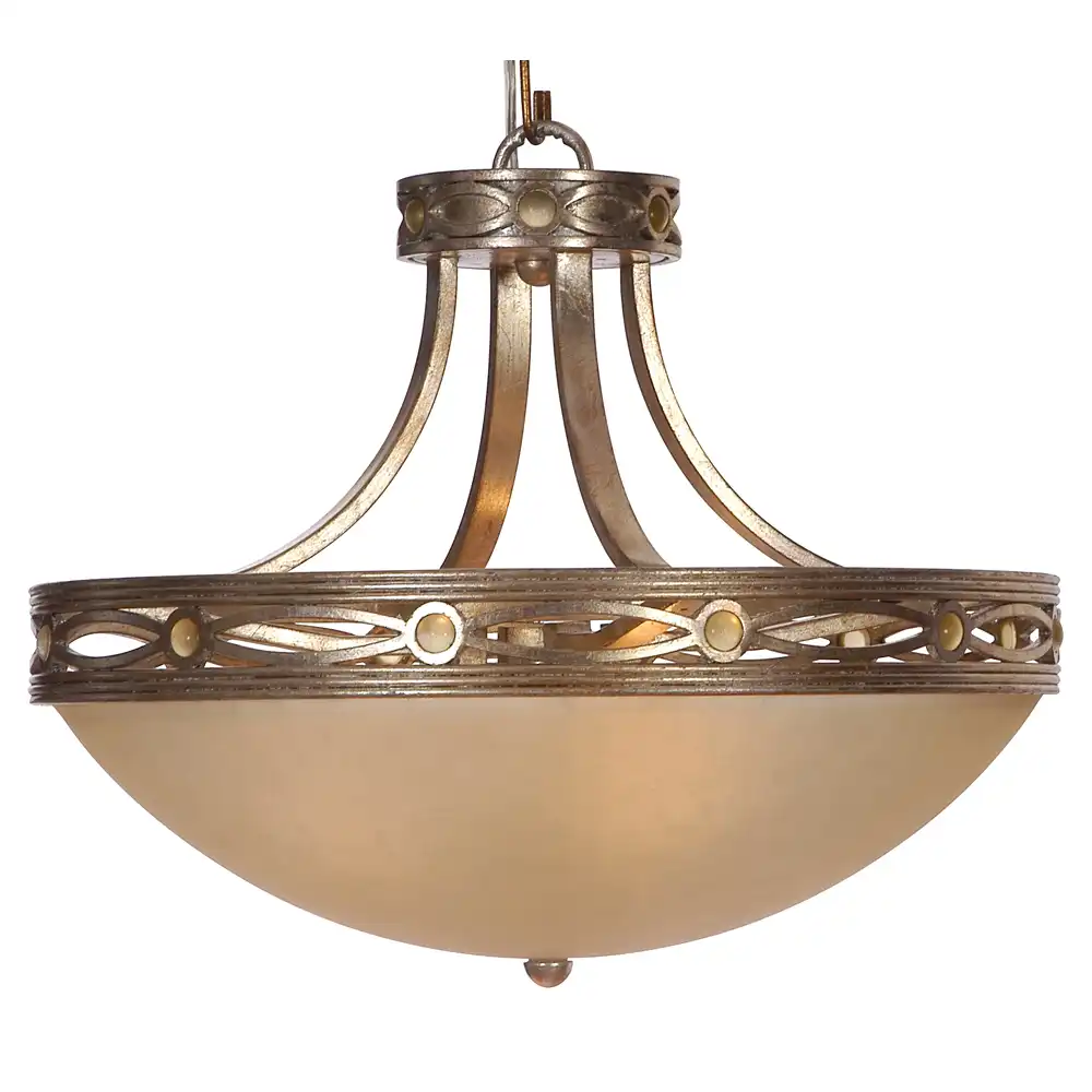 Champagne Bronze 3-Light Chandelier with Crystal Accents & Frosted Glass Shade 1 Champagne Bronze 3-Light Chandelier with Crystal Accents & Frosted Glass Shade 1