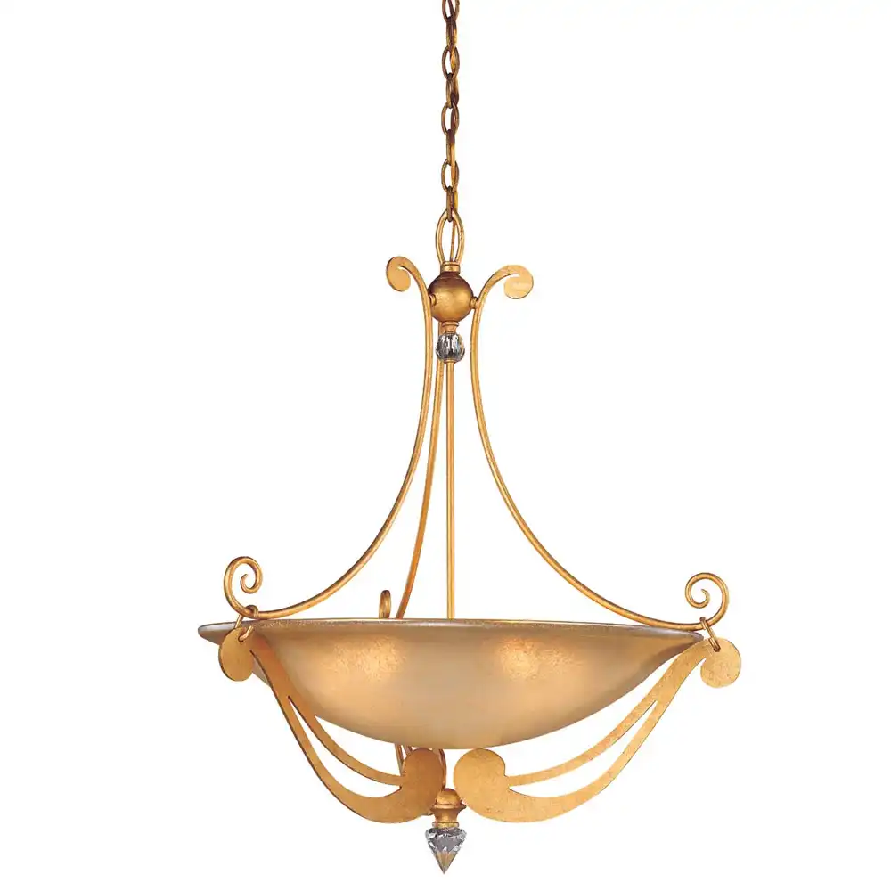 Champagne Bronze 5-Light Pendant with Gold Glass Shade & Crystal Accents 1 Champagne Bronze 5-Light Pendant with Gold Glass Shade & Crystal Accents 1