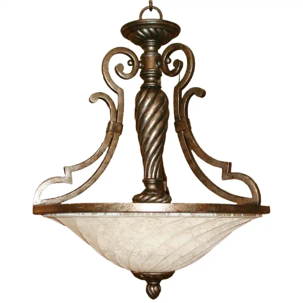 Classic Bronze 3-Light Pendant with White Cloudy Frosted Glass Shade 1 Classic Bronze 3-Light Pendant with White Cloudy Frosted Glass Shade 1
