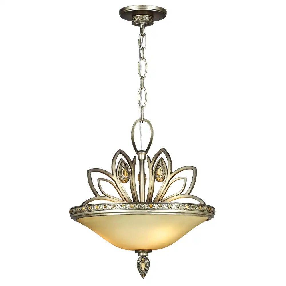 Regal Lotus 3-Light Gilded Sterling Chandelier 1 Regal Lotus 3-Light Gilded Sterling Chandelier 1