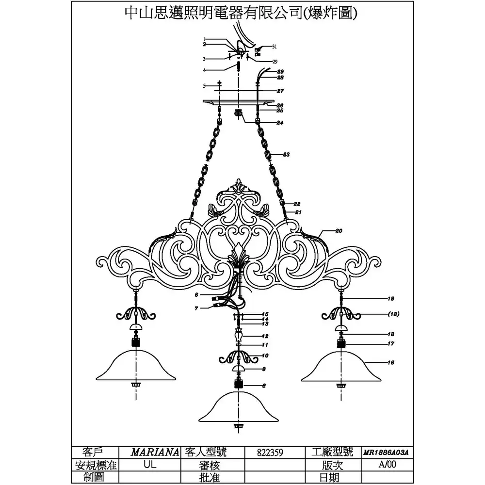 3-Light Tuscano Scroll Linear Pendant with Alabaster Glass Shades 4 3-Light Tuscano Scroll Linear Pendant with Alabaster Glass Shades 4