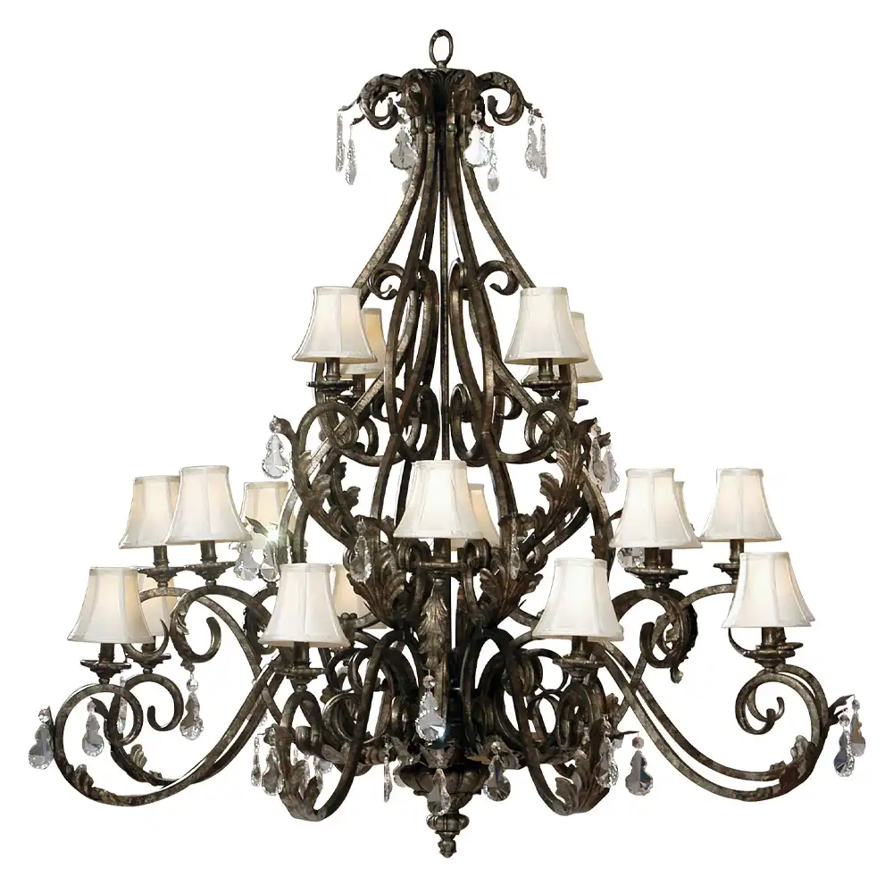 3-Tier 20-Light Grand Pendant Light in Hand-Applied Argento Finish 1 3-Tier 20-Light Grand Pendant Light in Hand-Applied Argento Finish 1