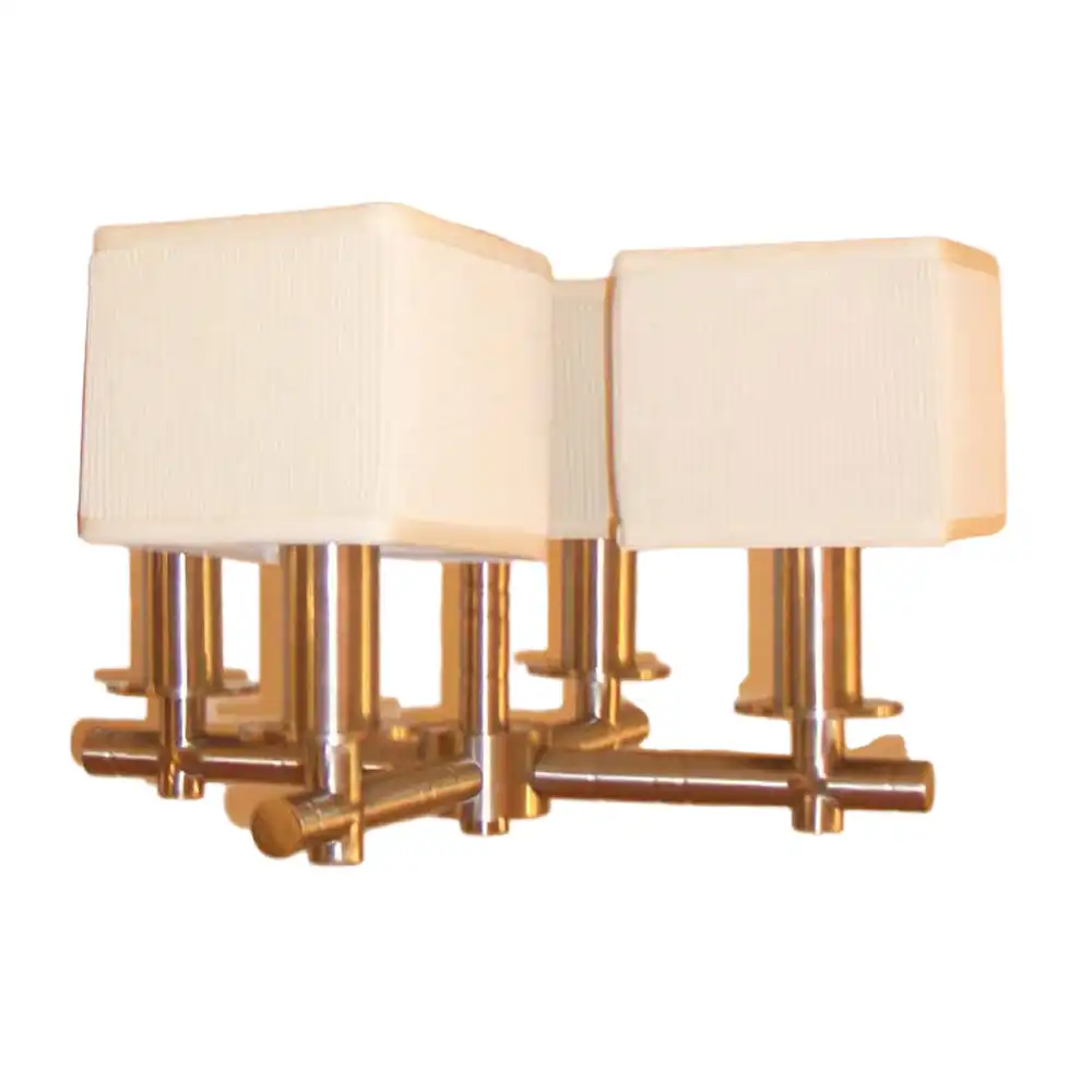 4-Light Contemporary Pendant in Brushed Satin Nickel Finish with Square Fabric Shades 4-Light Contemporary Pendant in Brushed Satin Nickel Finish with Square Fabric Shades